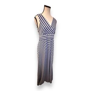 Vintage Women’s Torrid 0 XL Blue Grey Silver Striped Fitted Bodice Maxi 12 14